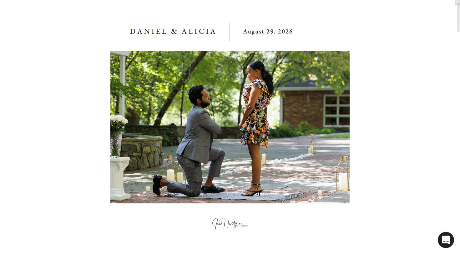Daniel proposing to Alicia at Rockwood Manor Park in Potomac, Maryland